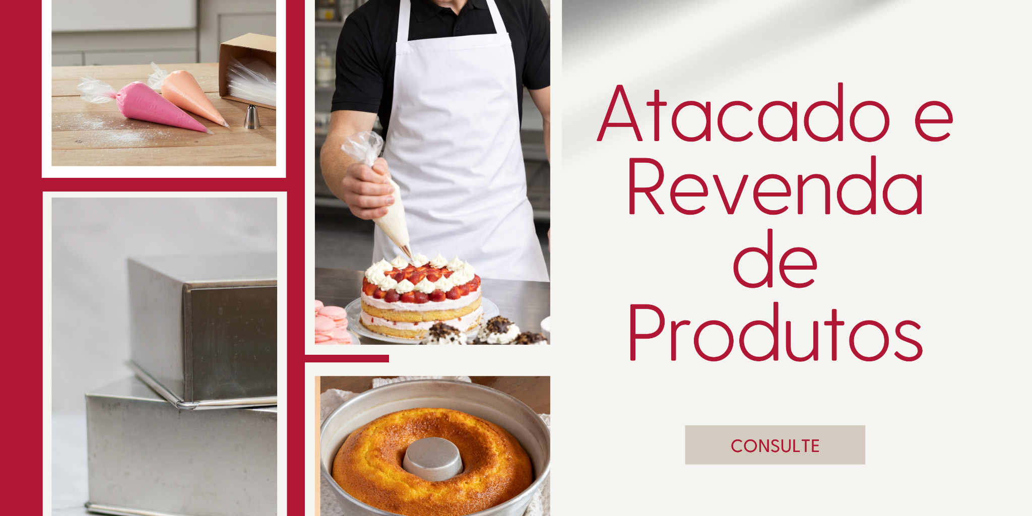 Atacado e revenda de produtos ISAMAR com formas, sacos de confeitar, avental e confeitaria